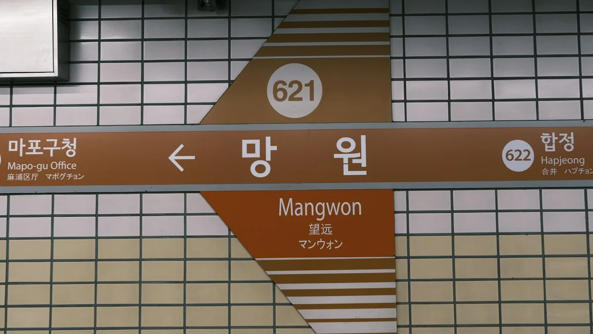 Directional signage at Mangwon subway station